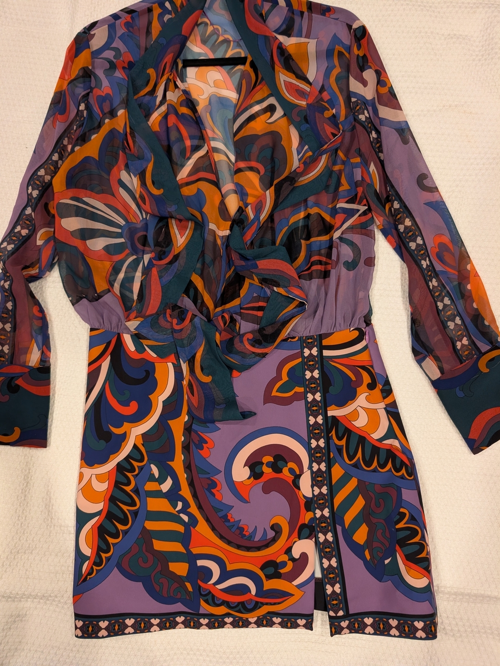 Zara Purple Multi-Color Long Sleeve Printed Dress
